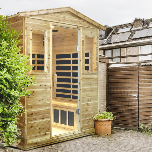 Four Person Far-Infrared Old Fir Outdoor Sauna Room